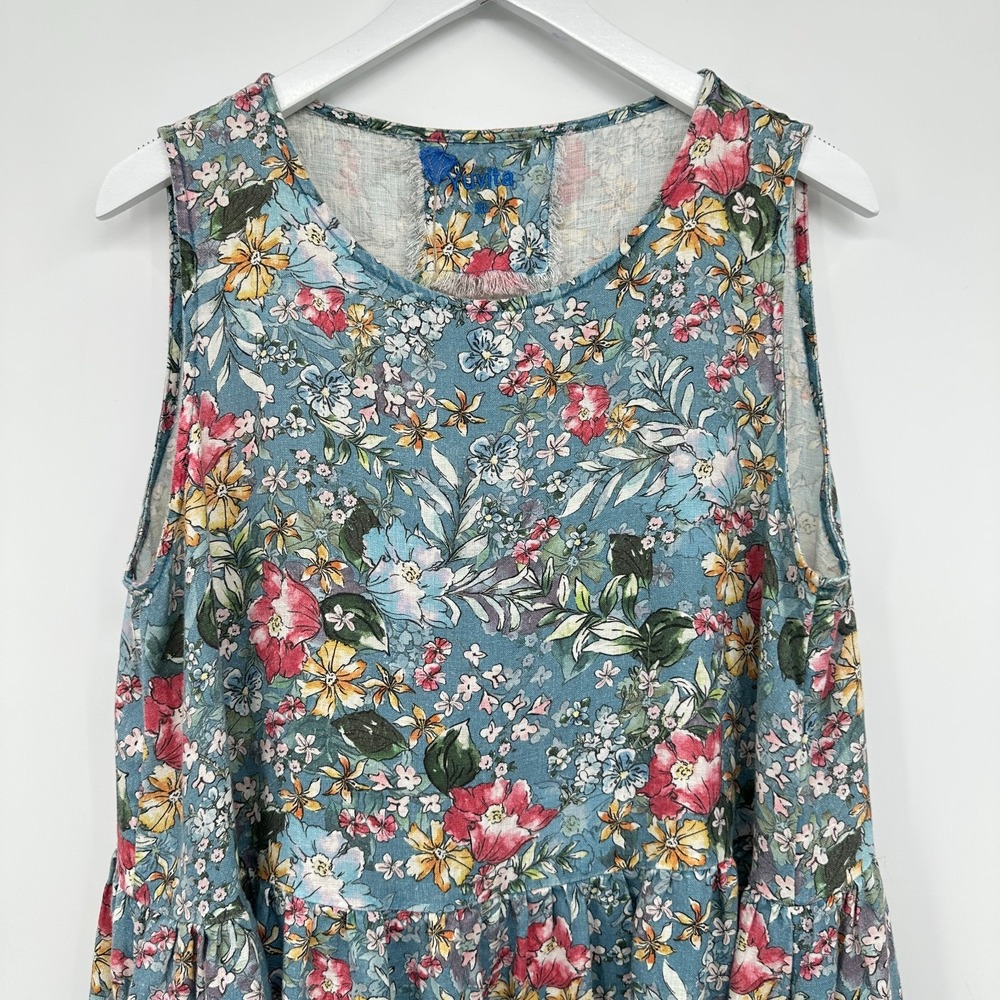 Yuvita 100% Linen Dress Size XL Pockets Garden Party Grannycore Cottagecore Boho - Picture 4 of 11